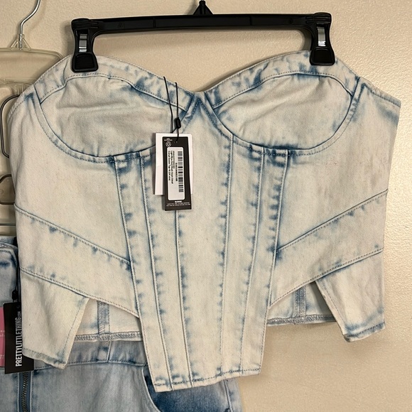 PrettyLittleThing Tops - Light Blue Acid 2 Piece